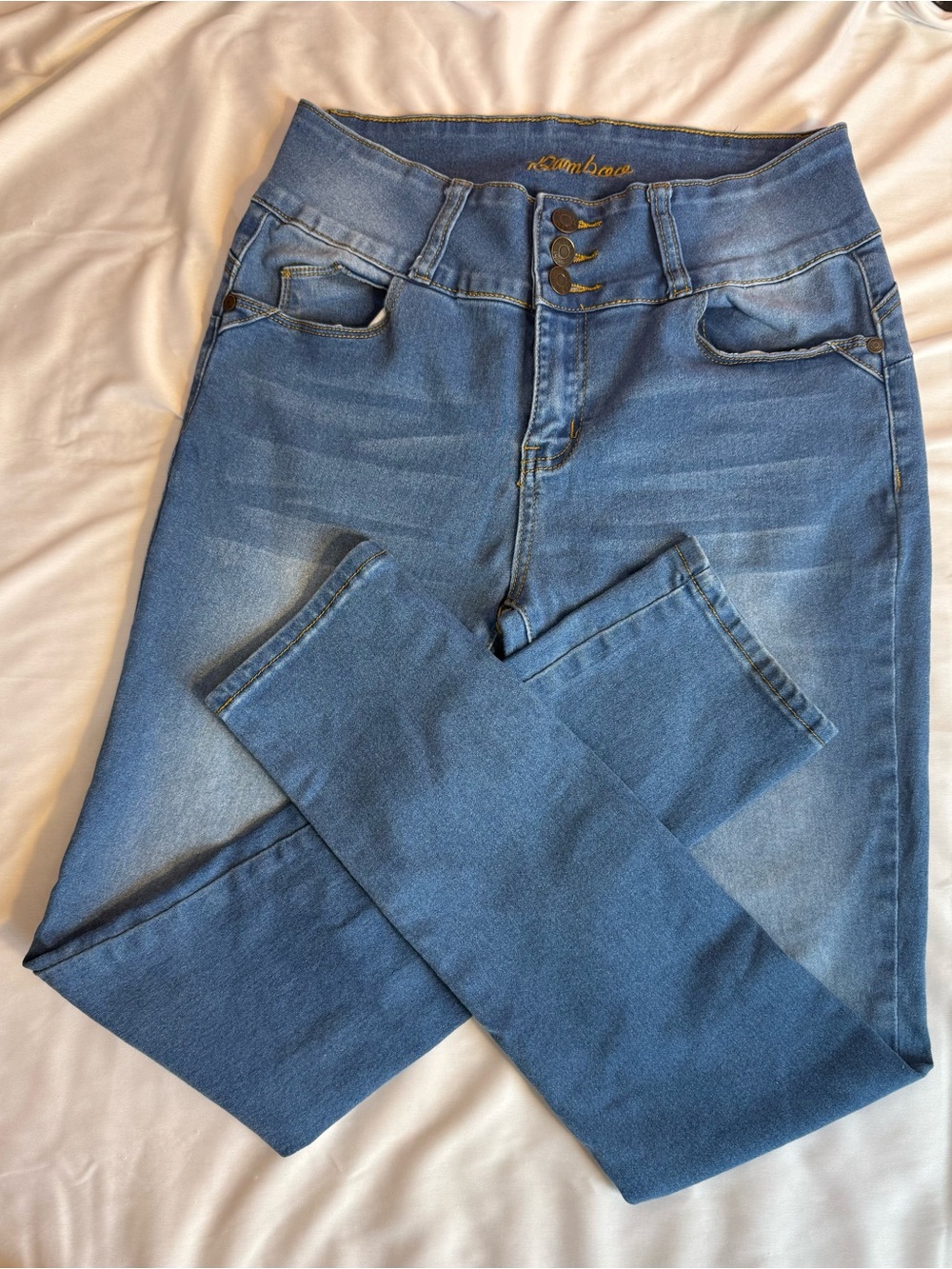 Bamboo Women’s Size 11 High Rise Skinny Stretch Jeans Medium Wash 3 Button